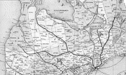 Sample map from the book Narrow Gauge Through the Bush of the Locomotive #1 "Gordon" by Avonside of the Toronto, Grey and Bruce Railway in Ontario Canada